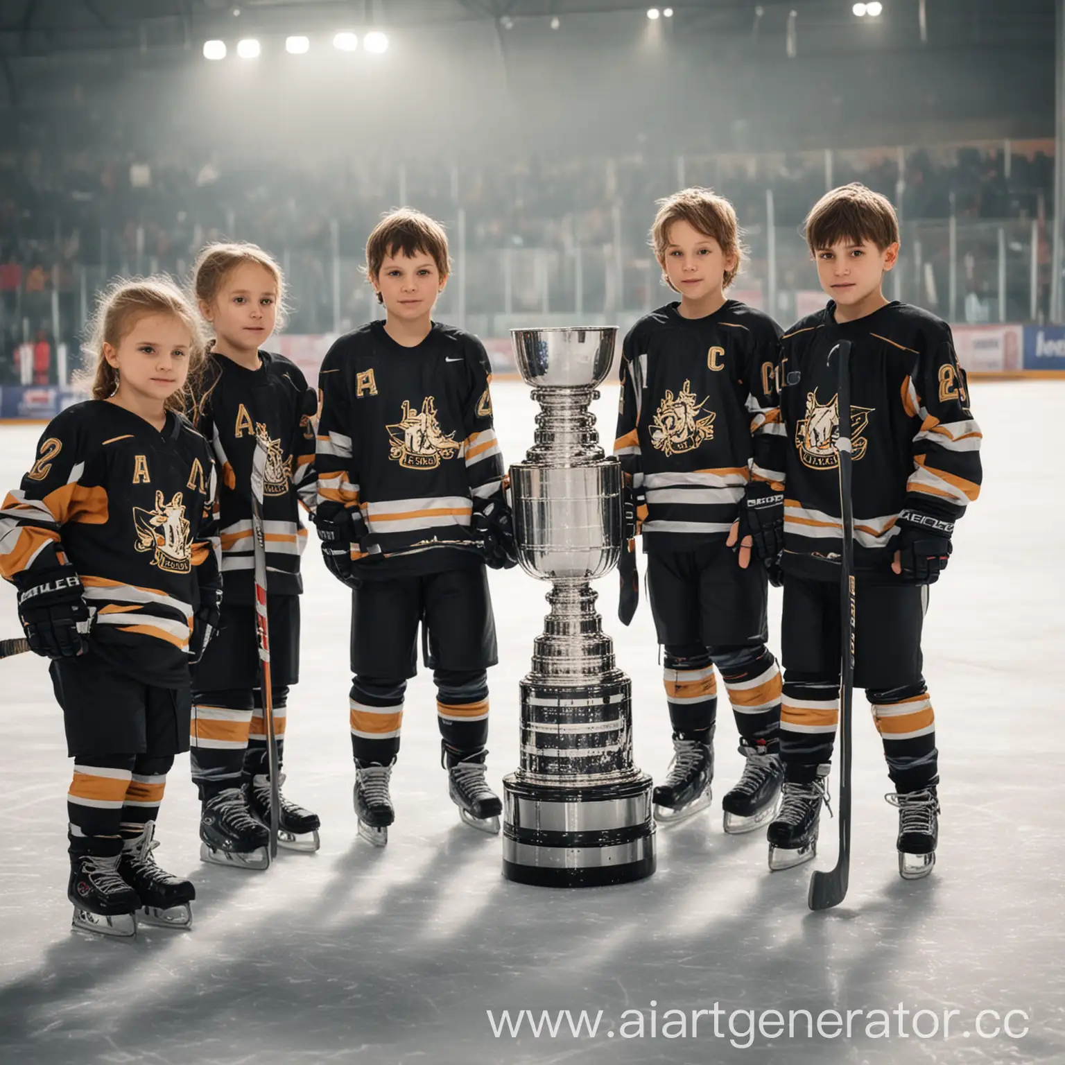 Children-Hockey-Champions-Celebrating-Victory-on-Ice