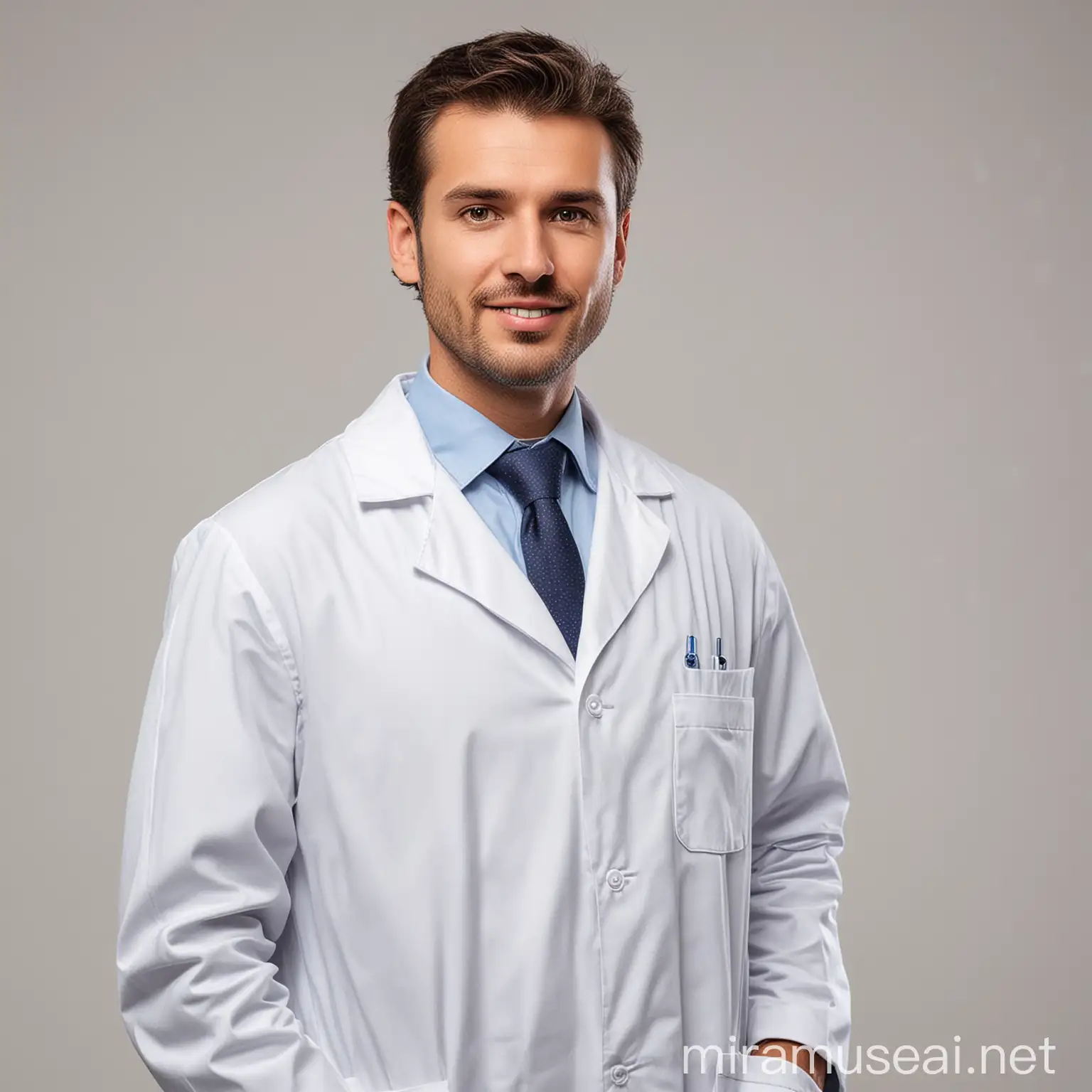 Nutrition Doctor in Lab Coat on Pure White Background