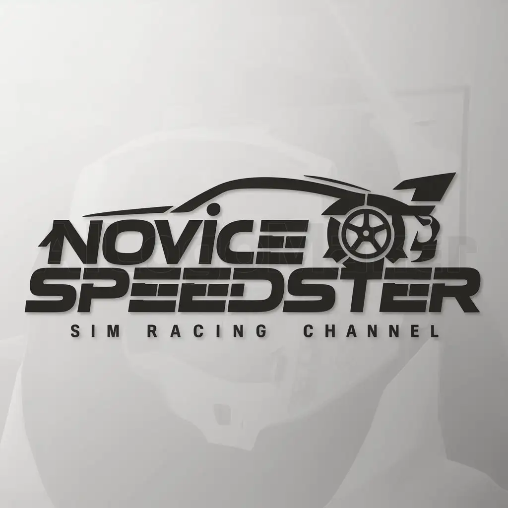 a logo design,with the text "Novice Speedster", main symbol:sim racing youtube,Moderate,be used in Automotive industry,clear background
