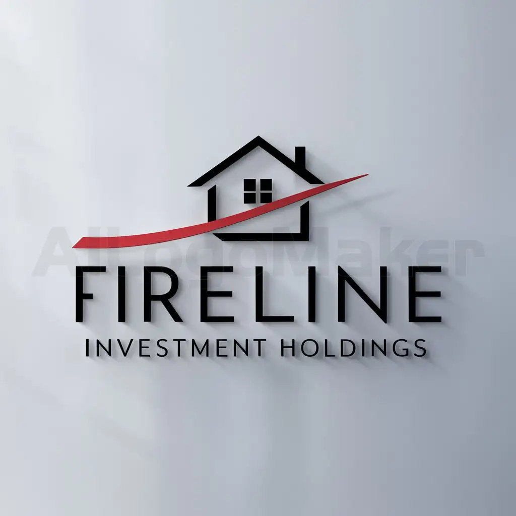 a logo design,with the text "Fireline Investment Holdings", main symbol:House and redline,Moderate,clear background