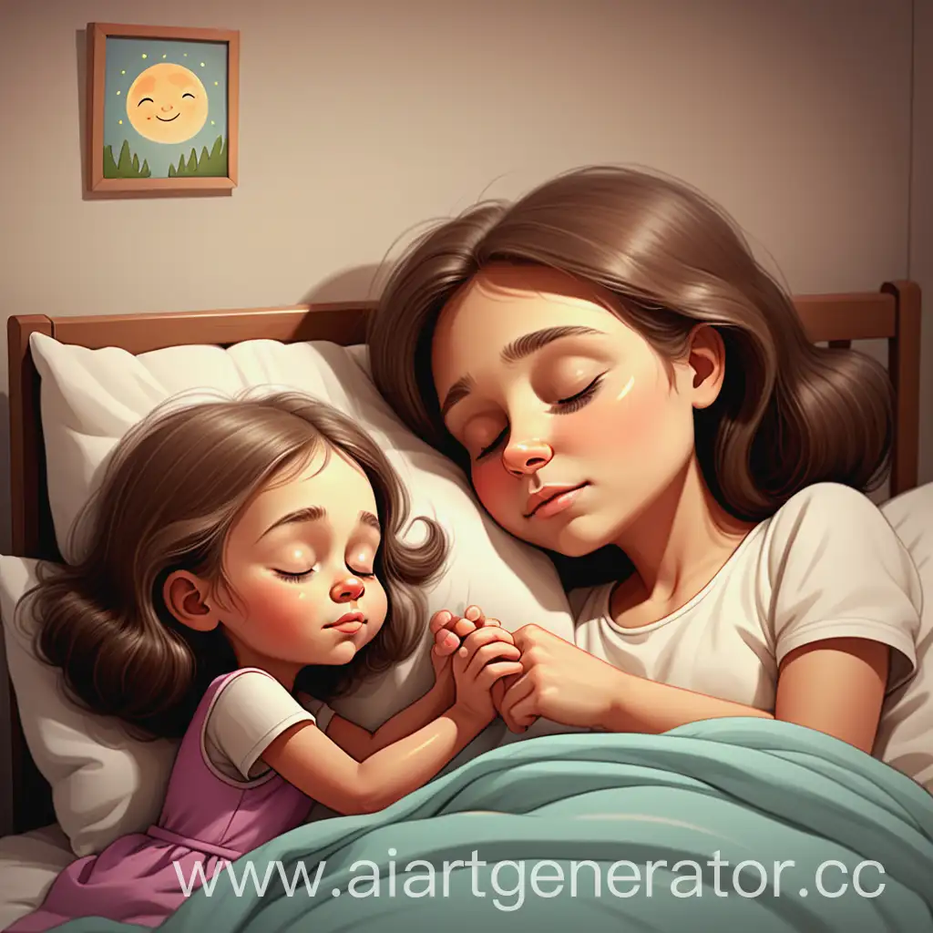 Mother-Putting-Little-Girl-to-Sleep-Simple-Child-Drawing-for-Childrens-Book