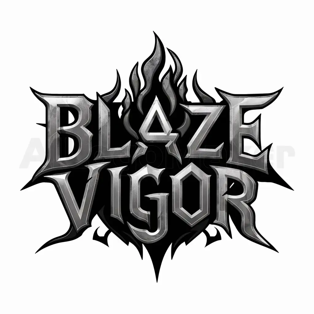 a logo design,with the text "Blaze Vigor", main symbol:flame,dark,complex,be used in Entertainment industry,clear background