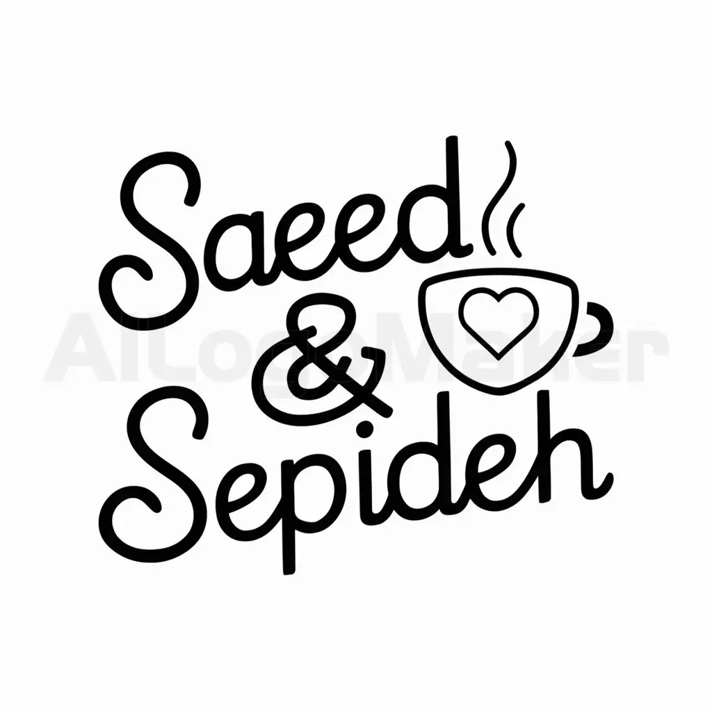 a logo design,with the text "Saeed & Sepideh", main symbol:A cup of coffee,nread heartnlove,complex,clear background