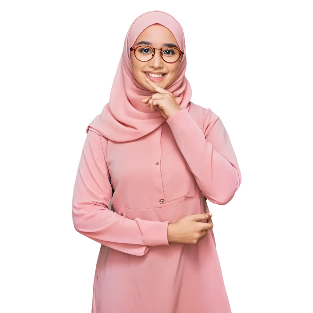 Beautiful-Indonesia-Hijab-Woman-in-Pink-Dress-PNG-Image