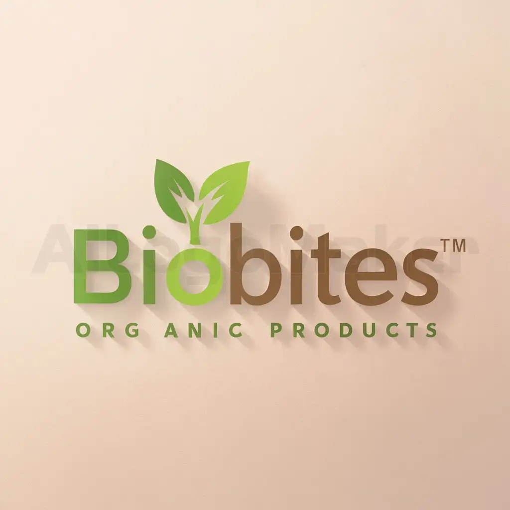 a logo design,with the text "BioBites", main symbol:Logo designnThe BioBites logo consists of the following elements:nSheet icon:nA green leaf representing nature and the organic origin of our products.nThe leaf is placed at the top of the logo, symbolizing naturalness and health.nFont:nThe company name 'BioBites' is written in a modern and clean font.nThe word 'Bio' is written in green, underlining our commitment to organic products.nThe word 'Bites' is in brown, indicating the taste and quality of our products.nColors:nColors: Green: Symbolizes nature, health and organic farming.nBrown: symbolizes the earth and taste, giving a warm and natural feeling.,Moderate,be used in Others industry,clear background