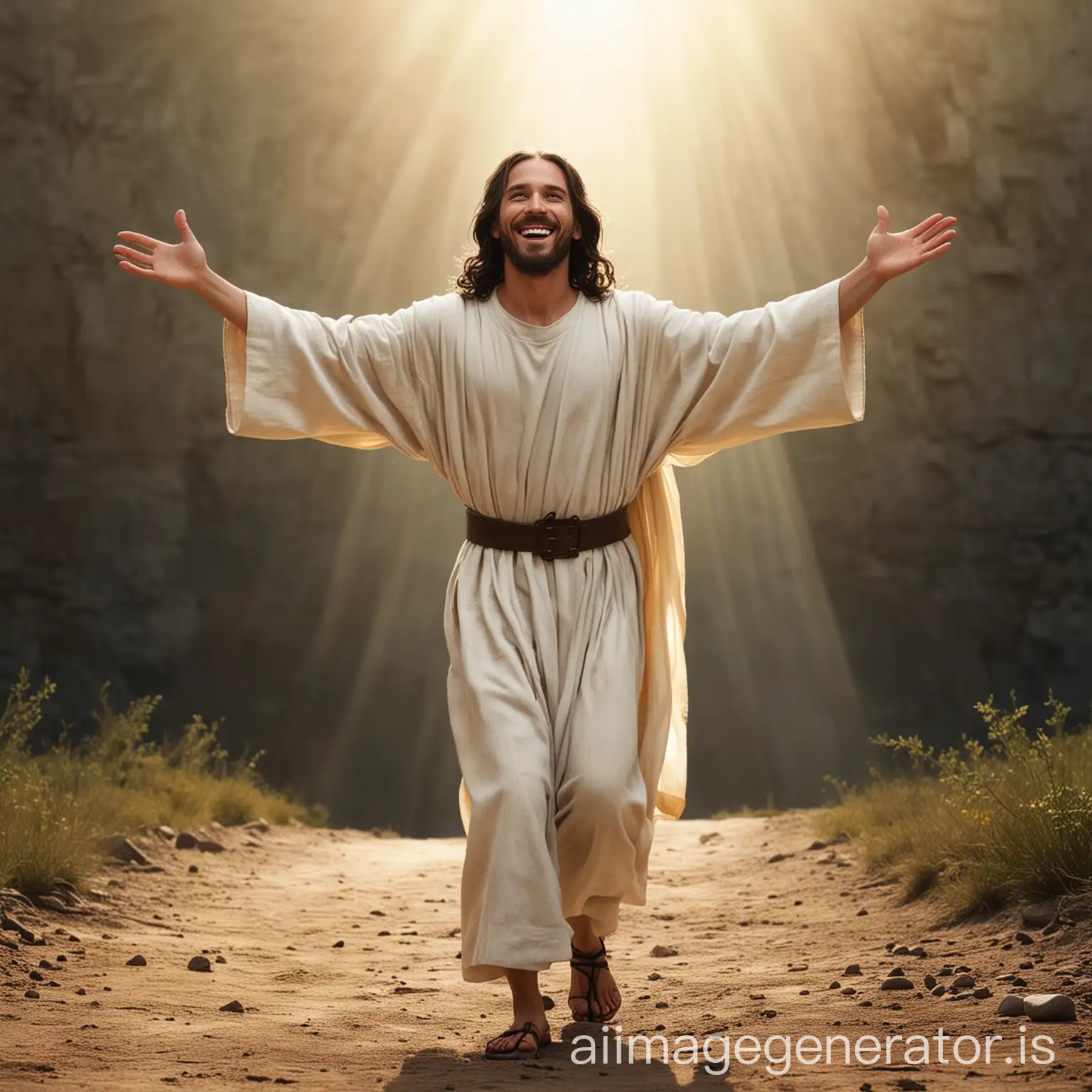 Smiling-Jesus-Walking-with-Open-Arms