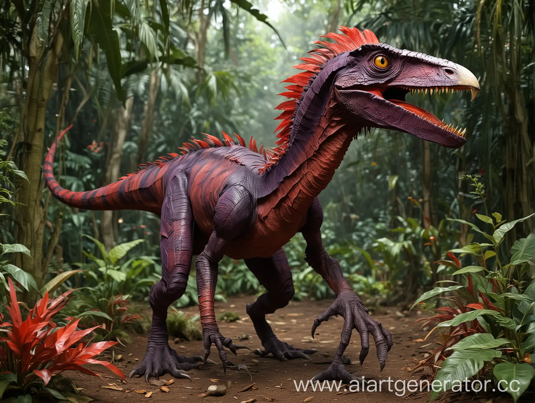 Jurassic-Jungle-VelociraptorLike-Creature-Amid-Tribal-Settlement