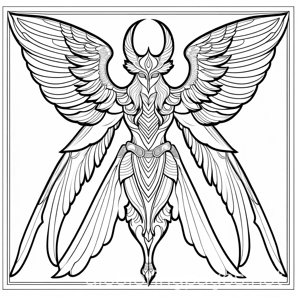 Ezekiel Creature with 4 faces and 4 wings


, Coloring Page, black and white, line art, white background, Simplicity, Ample White Space. The background of the coloring page is plain white to make it easy for young children to color within the lines. The outlines of all the subjects are easy to distinguish, making it simple for kids to color without too much difficulty