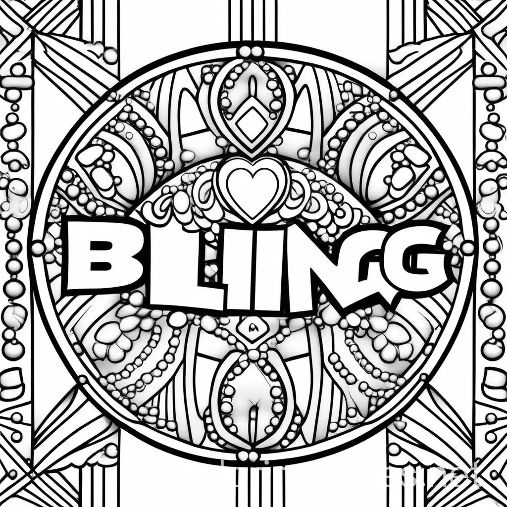 bling
, Coloring Page, black and white, line art, white background, Simplicity, Ample White Space. The background of the coloring page is plain white to make it easy for young children to color within the lines. The outlines of all the subjects are easy to distinguish, making it simple for kids to color without too much difficulty