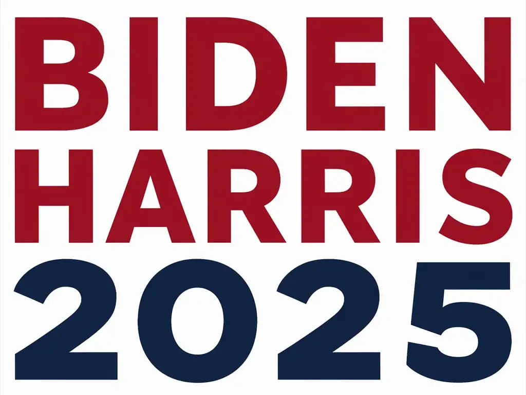 Biden Harris 2025 Campaign Text in Patriotic Colors