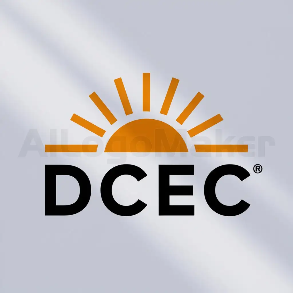 a logo design,with the text "DCEC", main symbol:Sun,Moderate,clear background