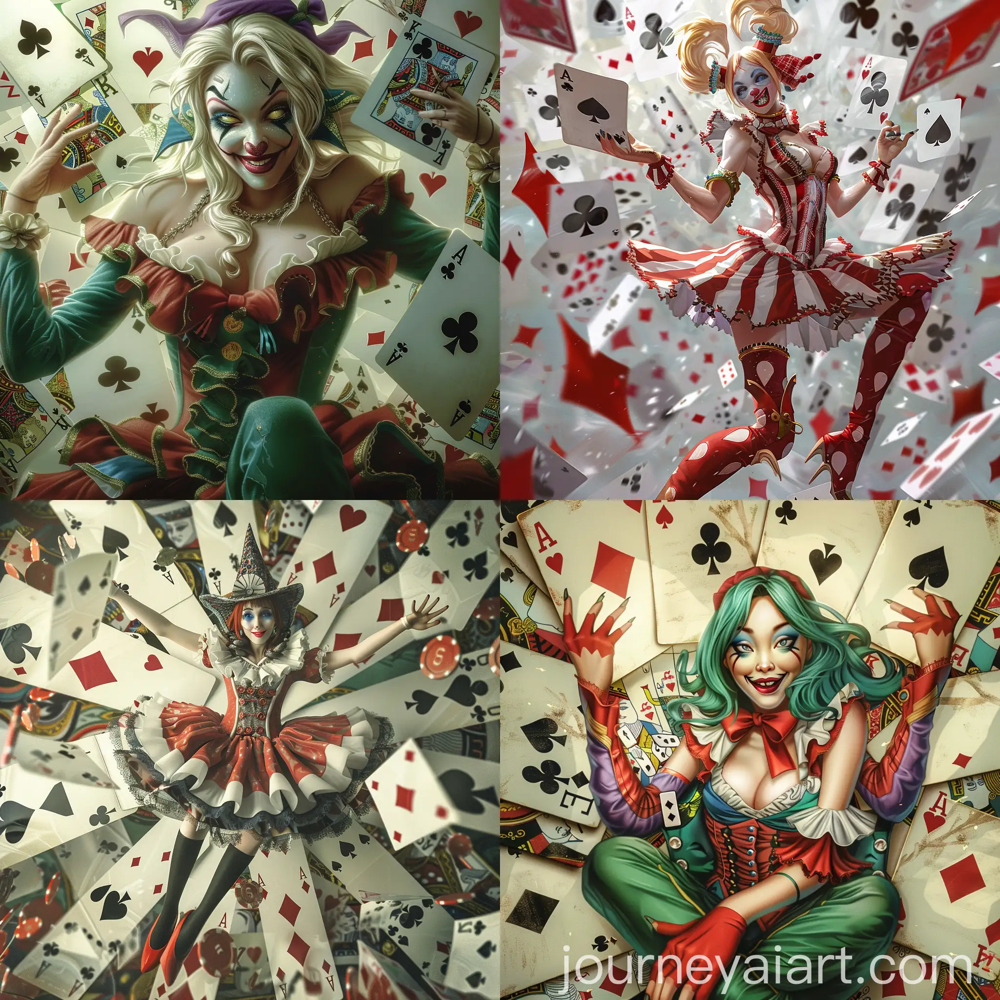 Ethereal-Woman-Joker-Surrounded-by-Giant-Play-Cards-in-Kawaii-Anime-Cartoon-Style