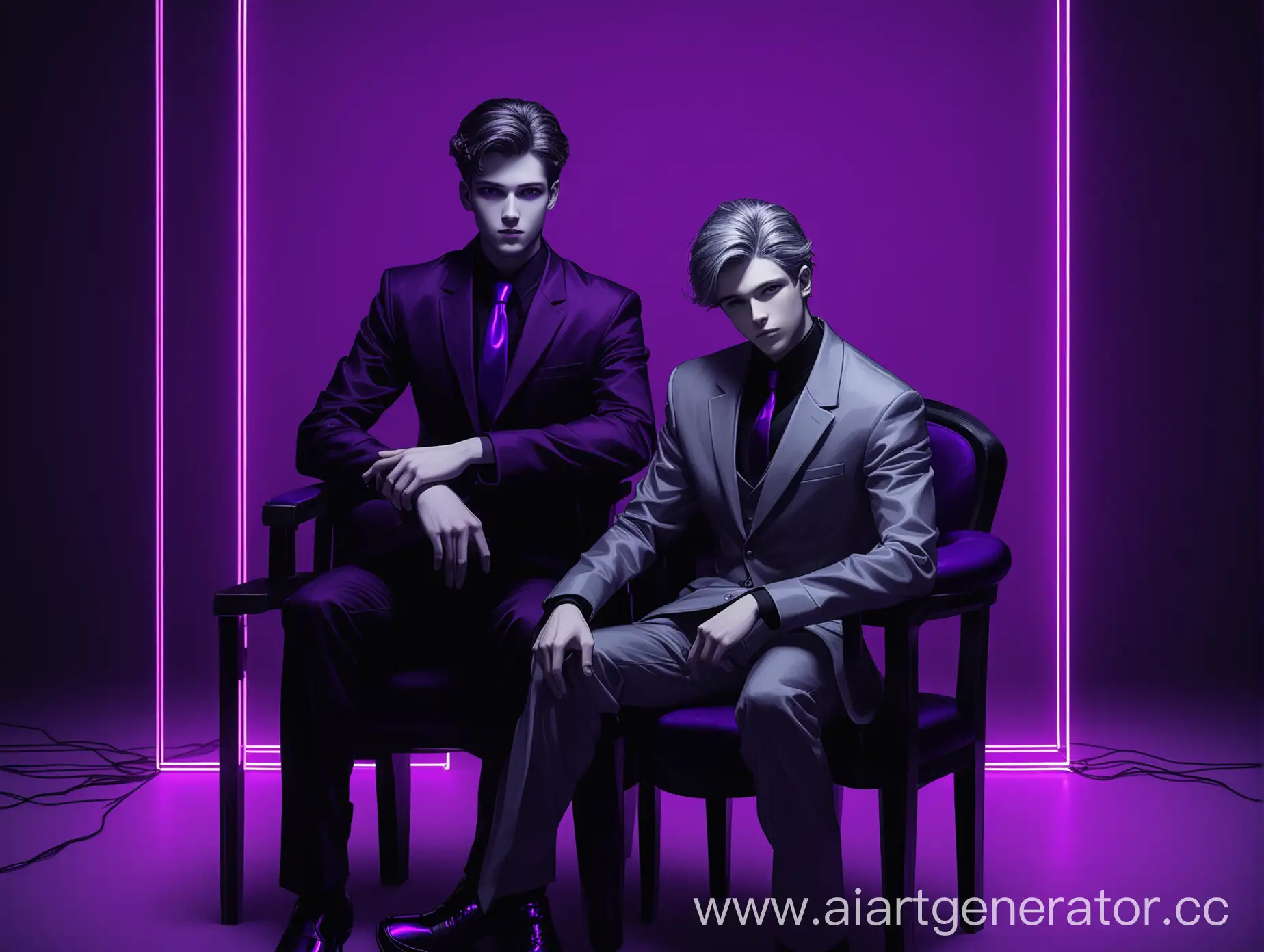 Fashionable-Model-Pose-Two-Young-Men-in-Designer-Costumes