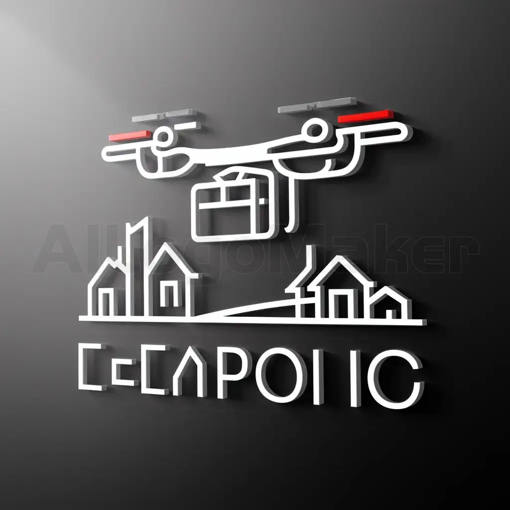a logo design,with the text "drone delivery", main symbol:drone, cargo box, village, black and white, minimalistic,Minimalistic,be used in Internet industry,clear background