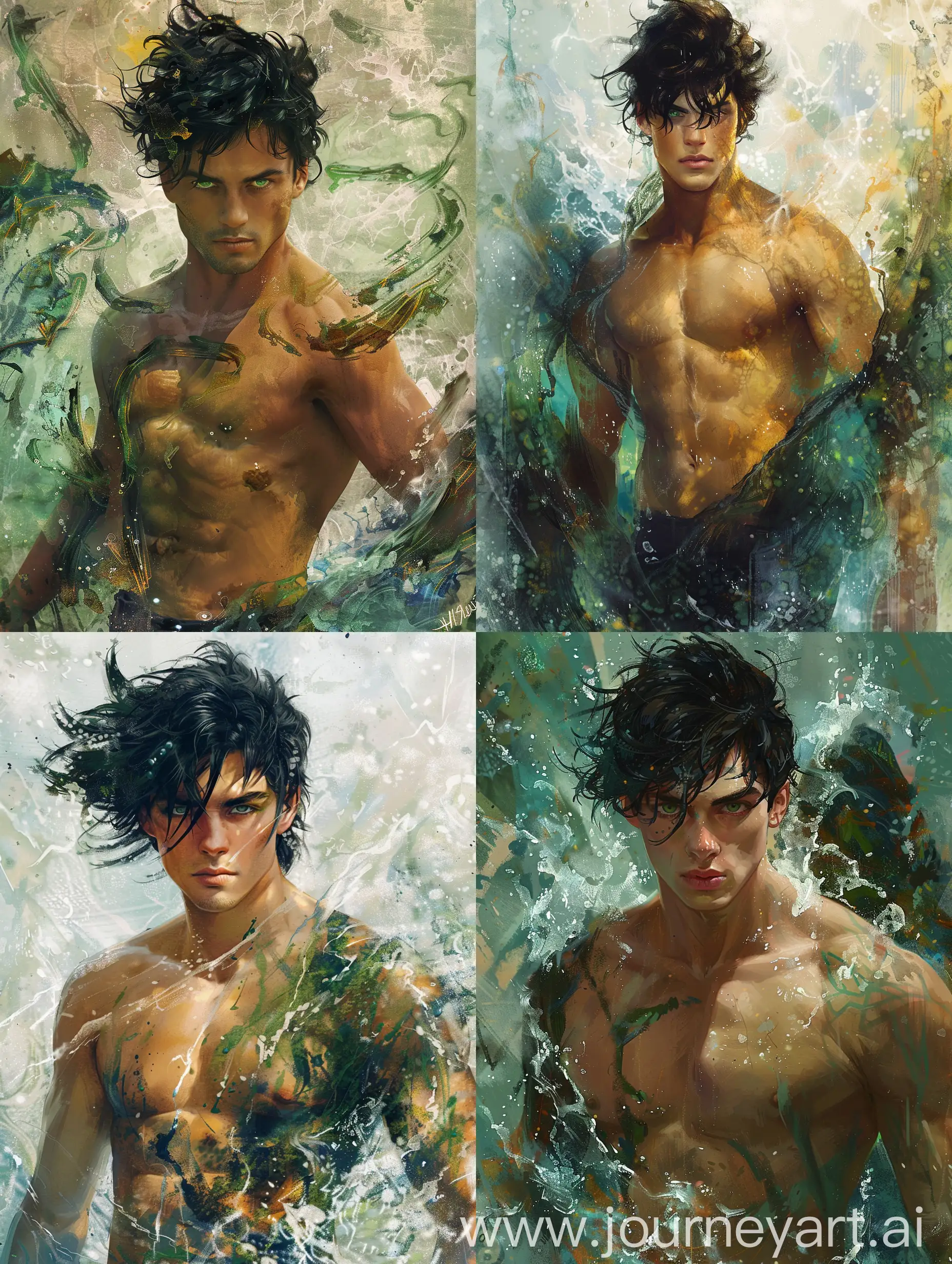 Powerful-Oceanic-Young-Man-Mythological-Impressionist-Portrait