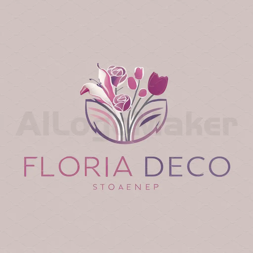 LOGO-Design-For-Floria-Deco-Elegant-Florist-Theme-on-a-Clear-Background
