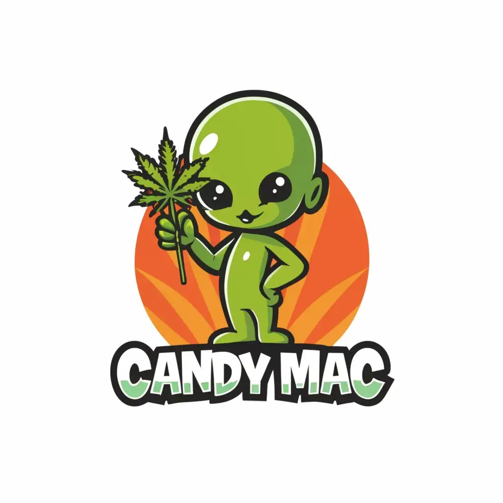 a logo design,with the text "Candy Mac", main symbol:weed leaf, alien, candy, cartoon,Moderate,be used in Others industry,clear background