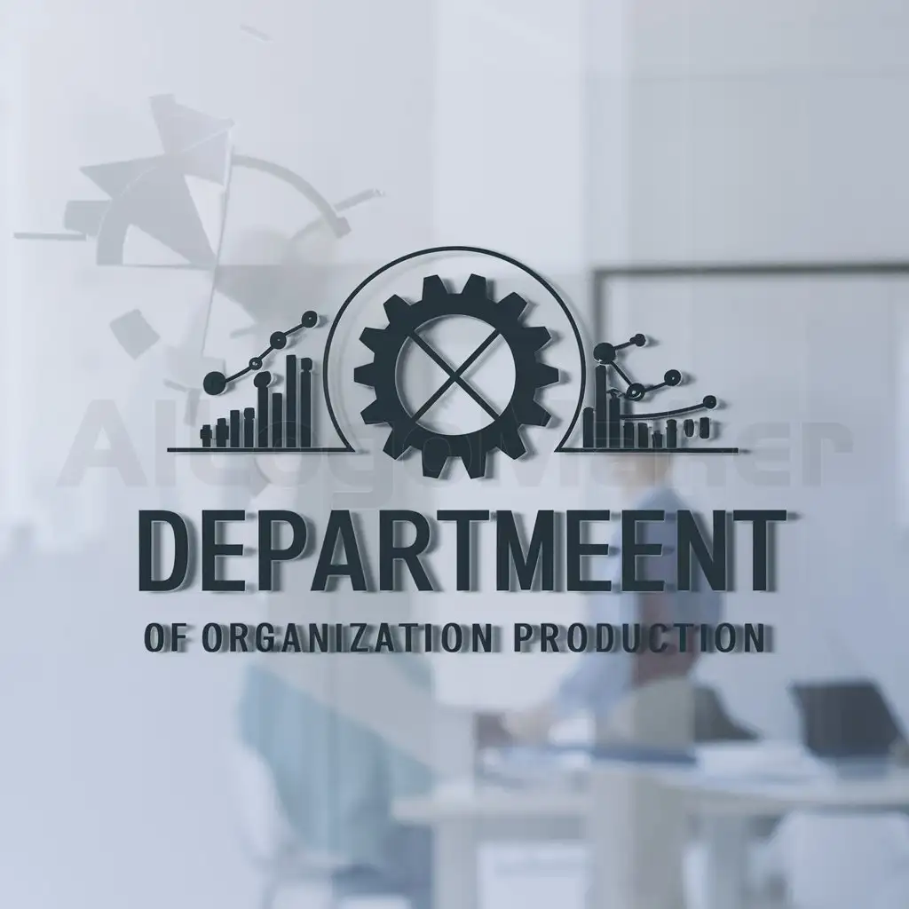 a logo design,with the text "Department of organization production", main symbol:efficient production, charts, data analysis,complex,clear background