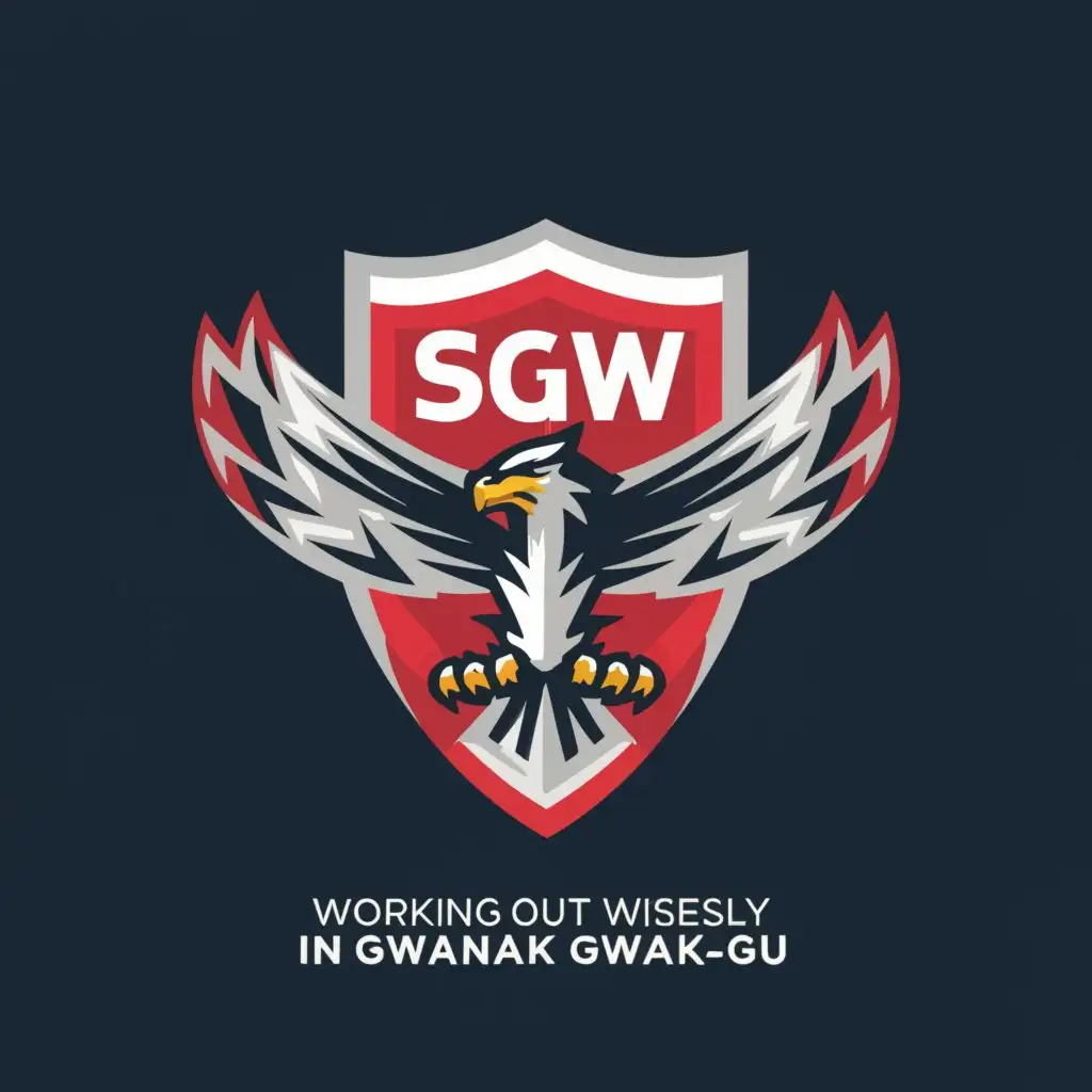 a logo design,with the text "SGW Workingout Wisely In Gwanak-gu", main symbol:eagle shield red white blue,Minimalistic,be used in Others industry,clear background