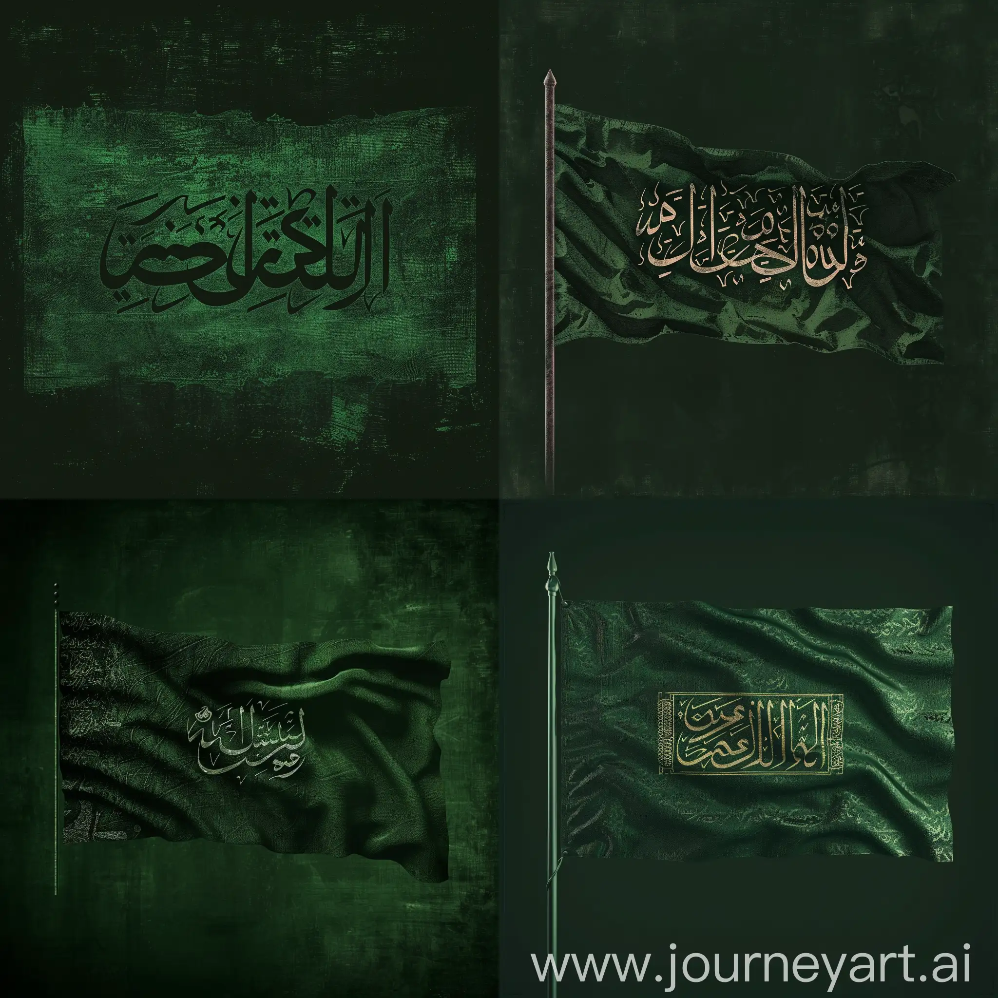 нужен флаг с фоном темно-зеленый . В середине надпись "لا إله إلا الله محمد رسول الله" с шрифтом thuluth