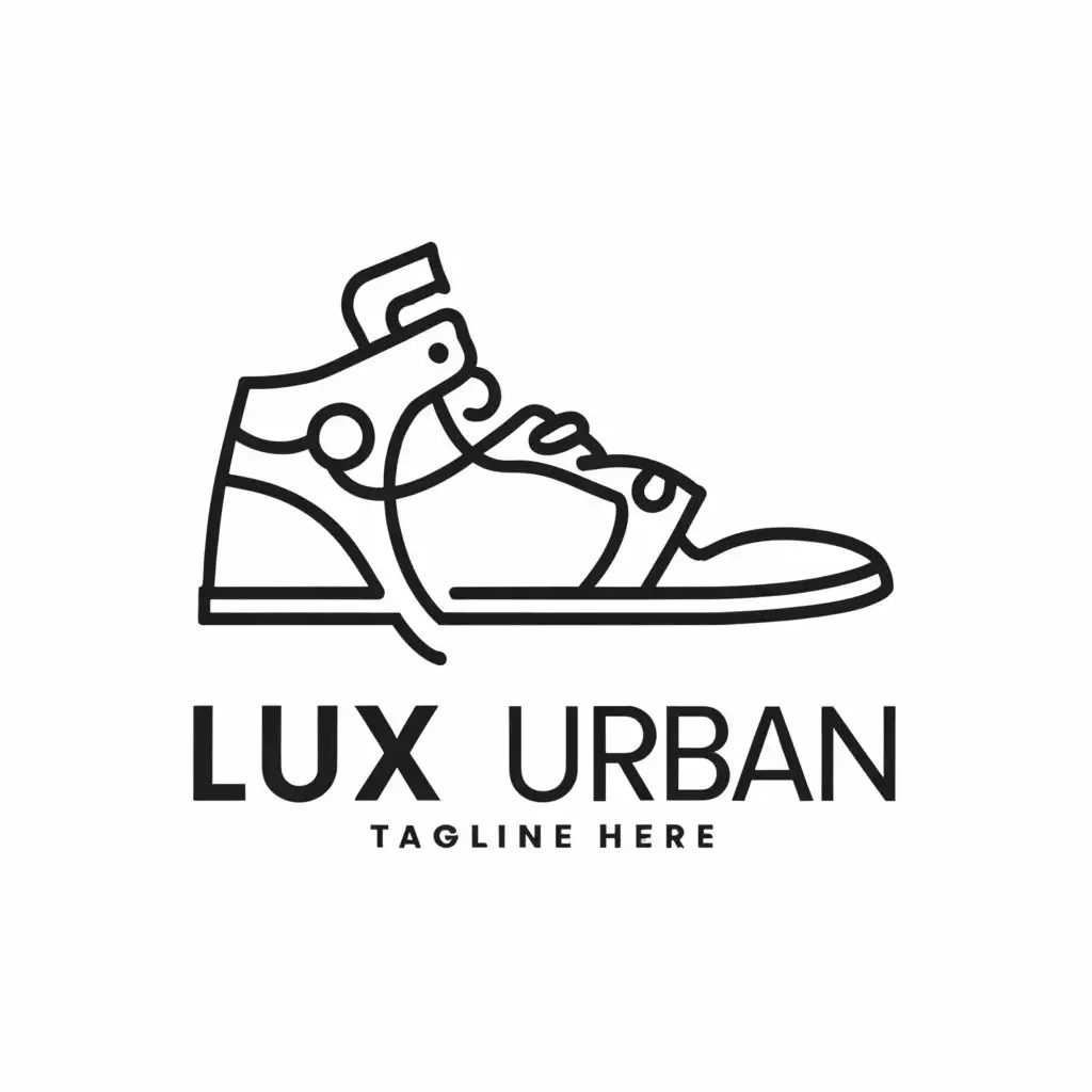 a logo design,with the text "LUX URBAN", main symbol:Sneaker,Minimalistic,be used in footwear industry,clear background