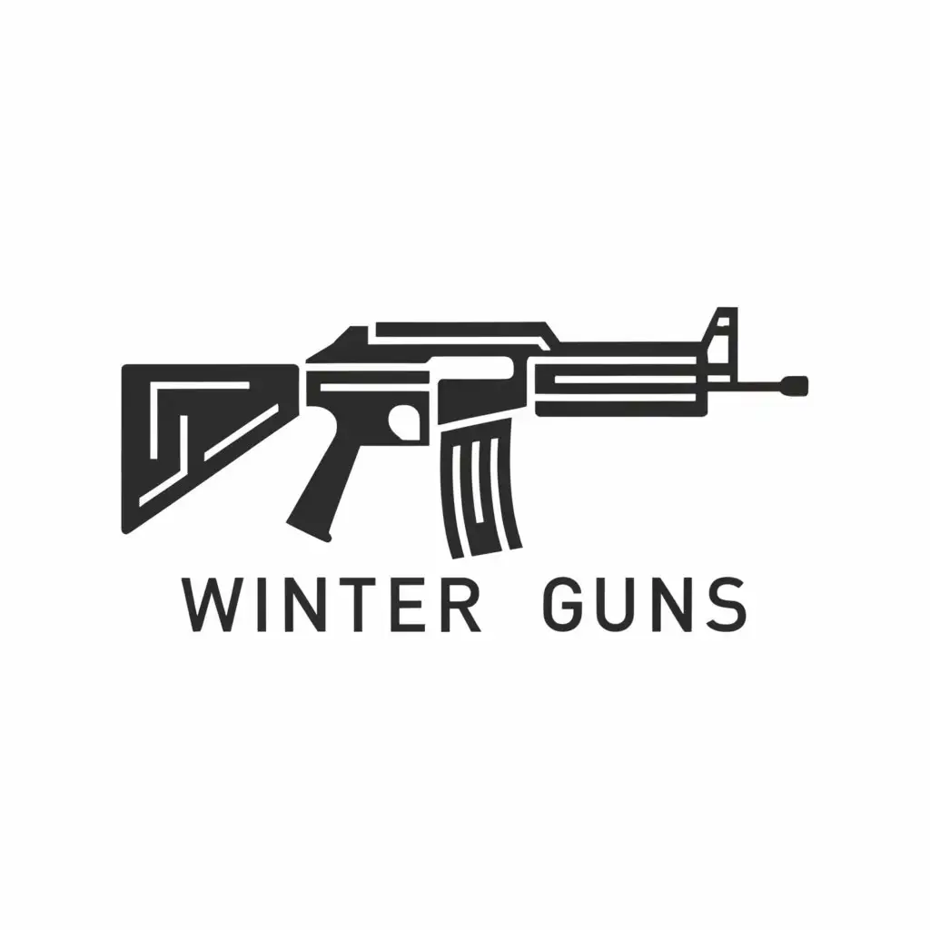 a logo design,with the text "Winter Guns", main symbol:AK 47,Minimalistic,be used in Others industry,clear background