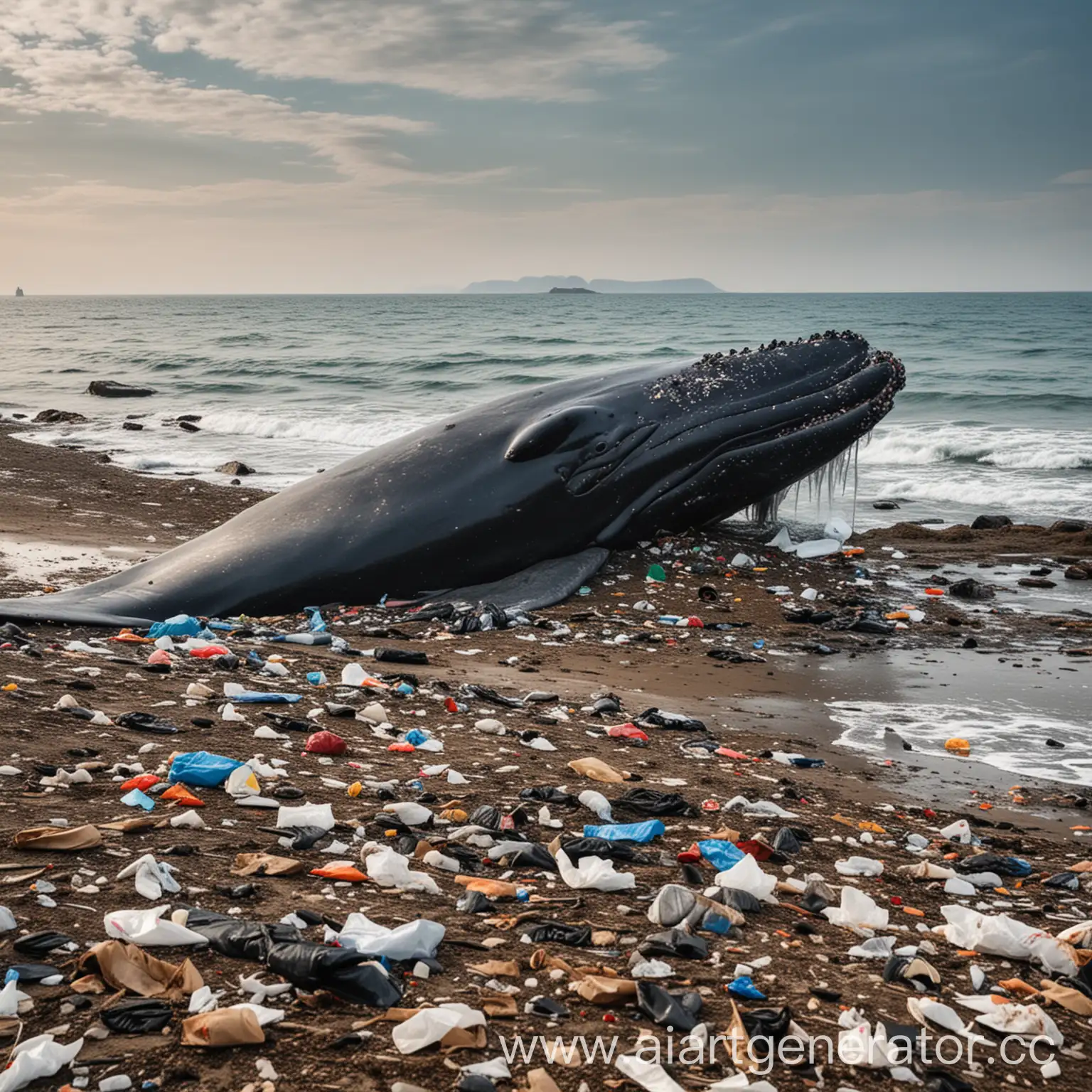 Whale-Shore-Struggle-Marine-Pollution-Crisis