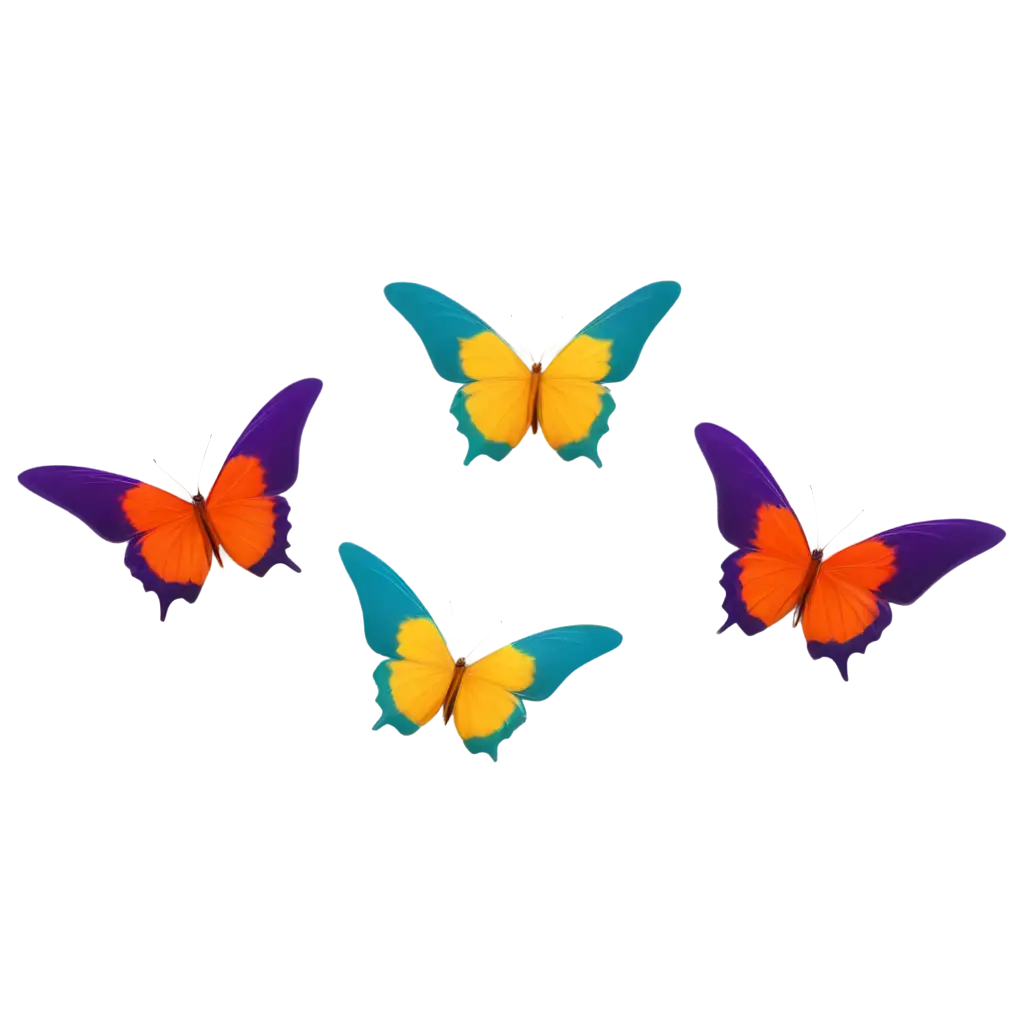 3D rendering, multicolor butterflies flying in several directions, high quality