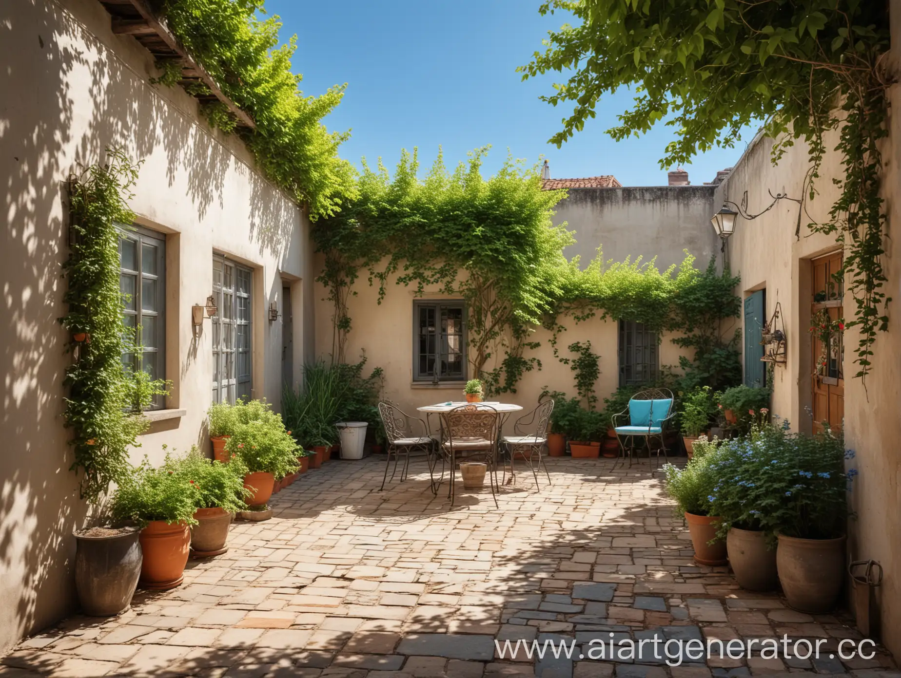 Tranquil-Summer-Courtyard-Sunny-Oasis-with-Open-Sky
