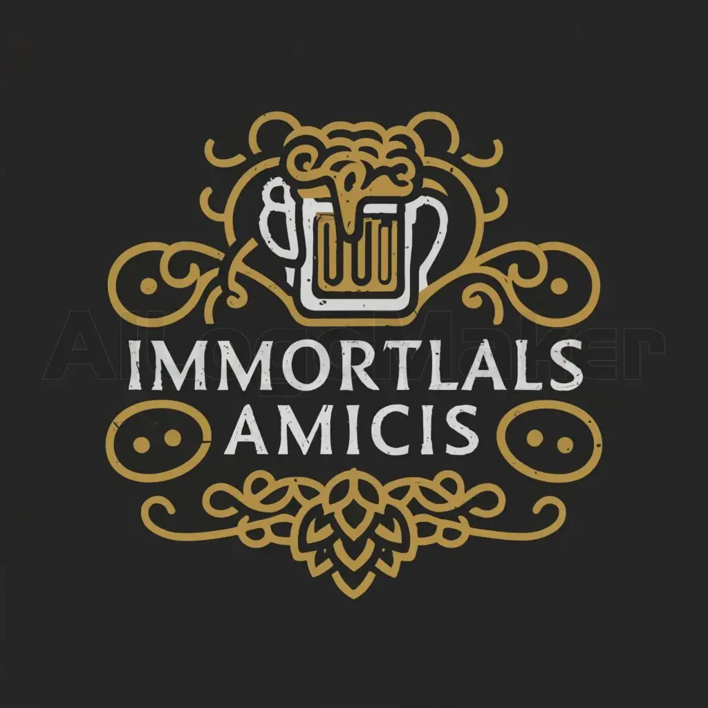 a logo design,with the text "Immortalis Amicis", main symbol:fantasy beer,Moderate,be used in Entertainment industry,clear background