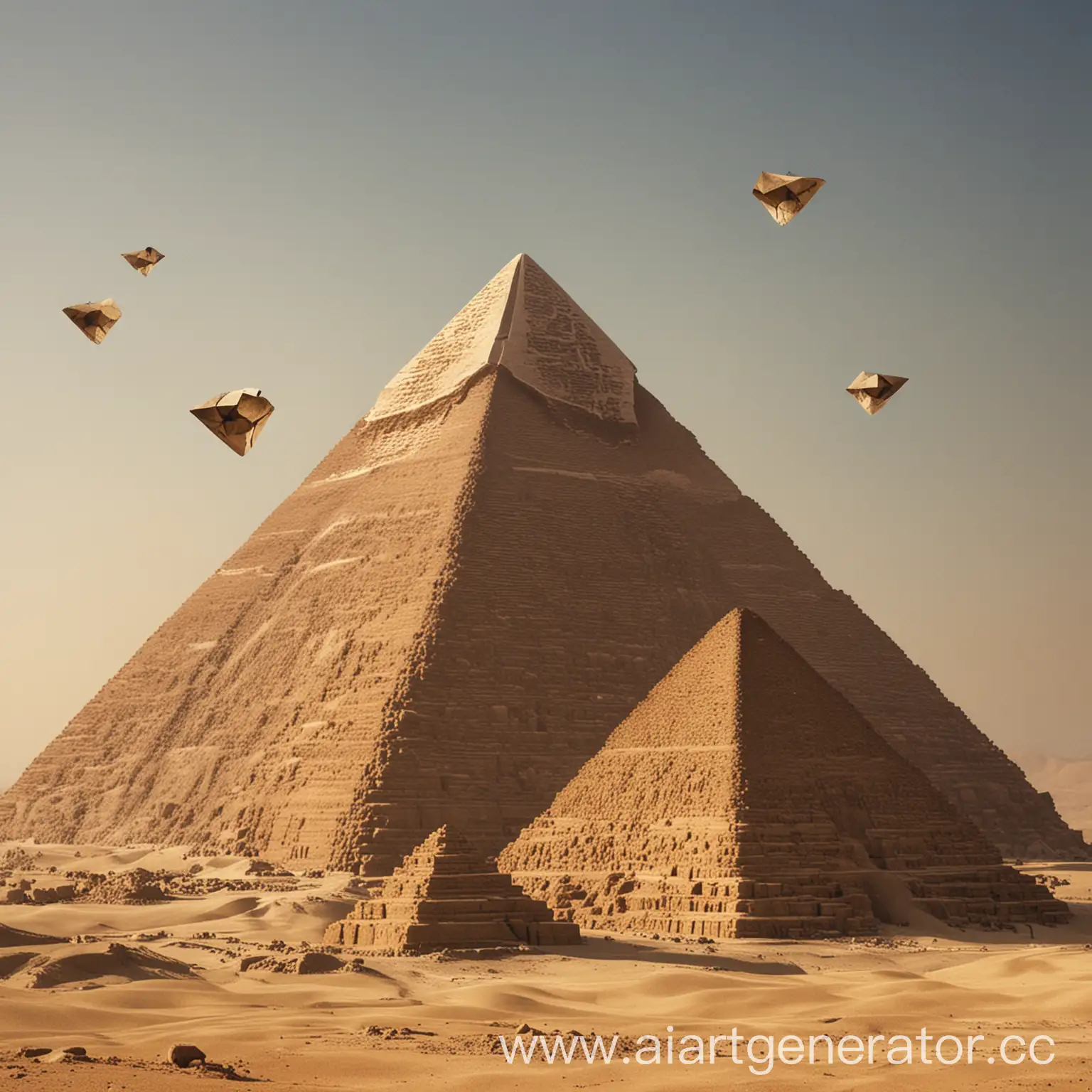 Three-Flying-Pyramids-in-Mysterious-Skies