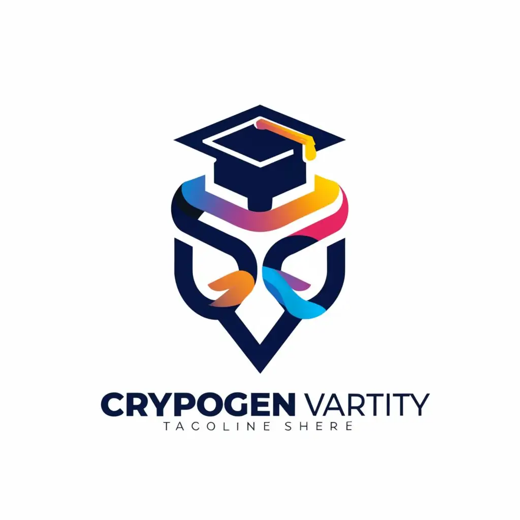 a logo design,with the text "Cryptogen Varsity", main symbol:---
**Logo Redesign Prompt Script for Cryptogen Varsity:**

1. **Conceptual Keywords:**
   - **Blockchain**: Trust, security, interconnectedness.
   - **Crypto**: Digital, decentralized, innovation.
   - **Academic**: Learning, knowledge, growth.

2. **Visual Elements:**
   - **Blockchain Elements**: Incorporate stylized chain links, blocks, or nodes.
   - **Academic Symbols**: Graduation cap, open book, or globe.
   - **Digital Currency Icons**: Bitcoin (₿), Ethereum (Ξ), etc.
   - **Subtle Geometric Patterns**: Hexagons, circles, or squares.

3. **Color Palette:**
   - **Navy Blue (#001f3f)**: Conveys professionalism, trust, and stability.
   - **Sky Blue (#39CCCC)**: Represents technology, clarity, and innovation.
   - **Gold/Yellow (#FFDC00)**: Signifies value, achievement, and excellence.

4. **Typography:**
   - Choose a clean, serif or sans-serif font for a timeless and academic feel.
   - Consider variations for the main logo and any accompanying text.

5. **Tagline (Optional):**
   - "Unlocking Crypto Wisdom"
   - "Empowering Future Blockchain Leaders"

",Minimalistic,be used in Finance industry,clear background