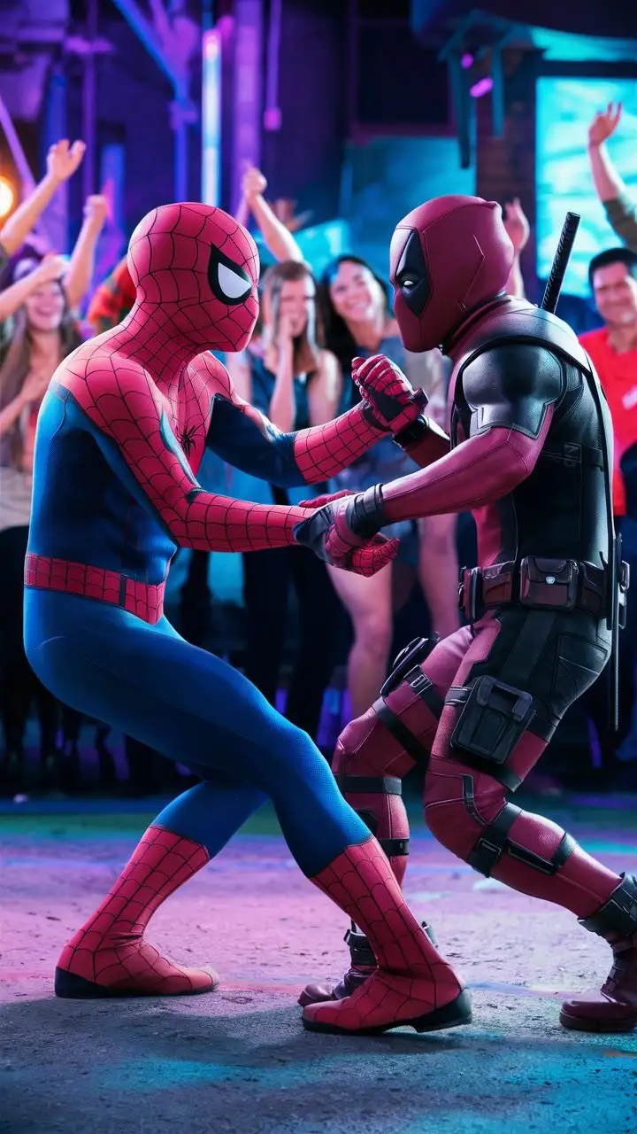 Spiderman and Deadpool Dancing in ActionPacked Marvel Crossover Scene