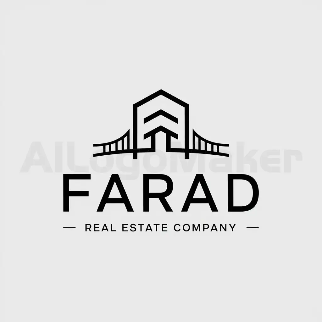 a logo design,with the text "FARAD", main symbol:building and bridge,Moderate,be used in Real Estate industry,clear background