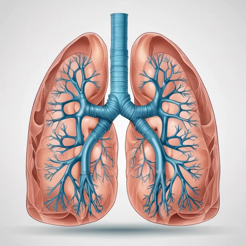 Healthy Lungs Medical Illustration Anatomical Diagram of Respiratory System