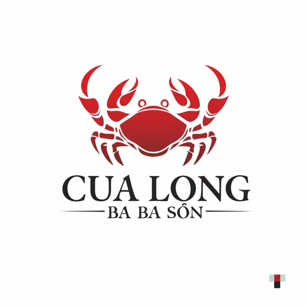 a logo design,with the text "Cua Long Ba Son", main symbol:crab (red color),Moderate,clear background