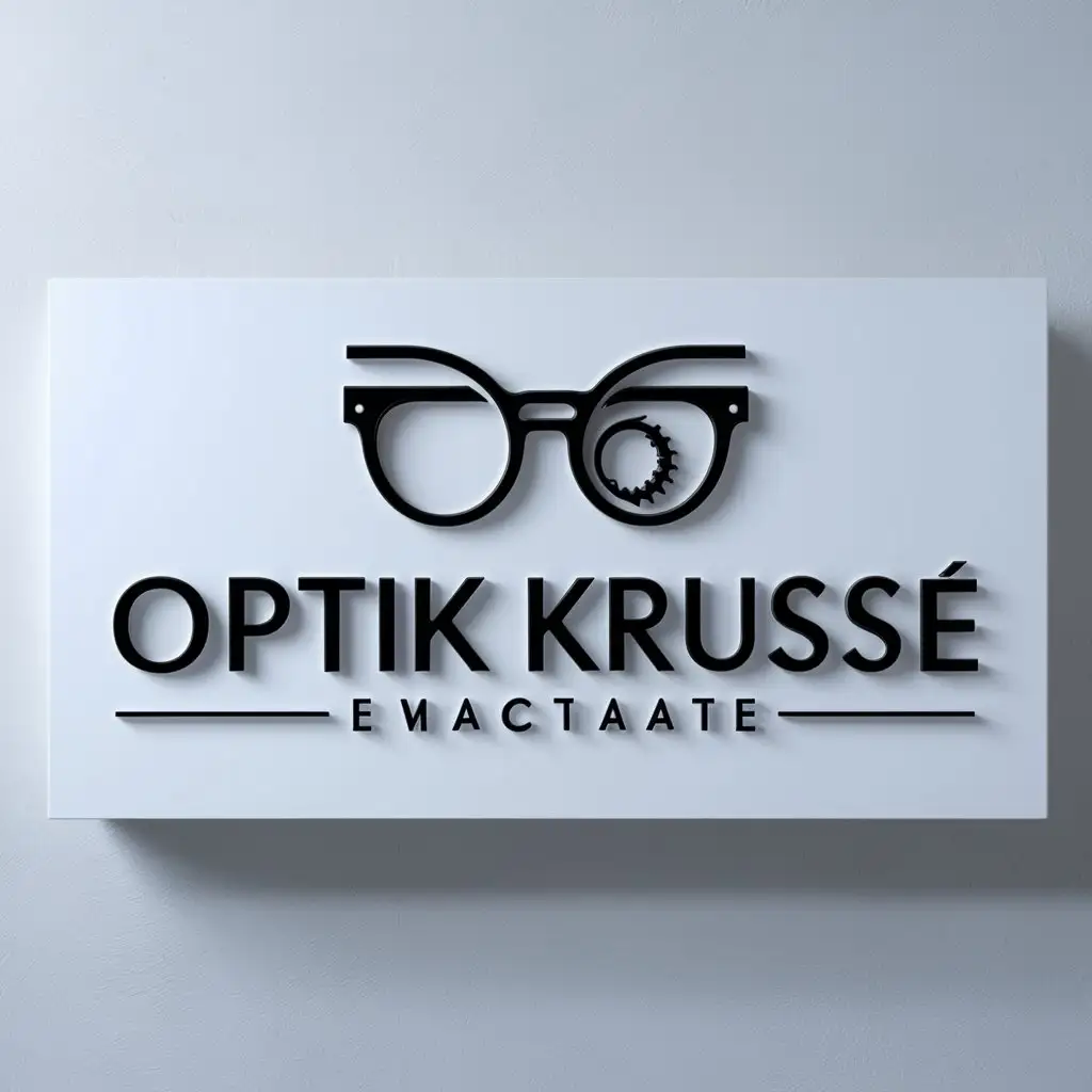 a logo design,with the text "OPTIK KRAUSSE'' glasses and contact lenses", main symbol:The logo should include text that reflects modern eyewear styles. preferred color is black. must be a logo on white signboard mockup,Moderate,clear background