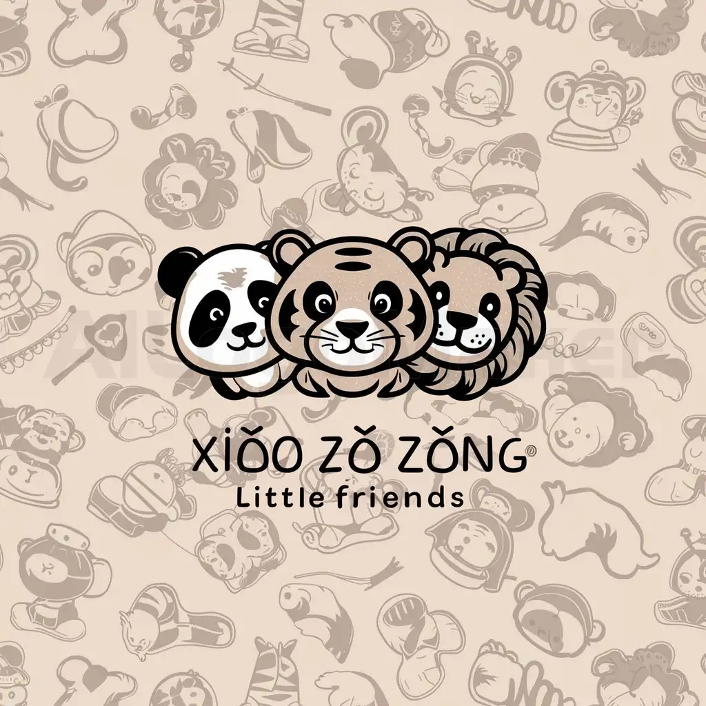 a logo design,with the text " Xiǎo zǔ zōng
Great-grandfather (lit. Little Ancestor)

(Note: The term "小祖宗" is a respectful and affectionate way to address a great-grandfather in Chinese culture. The translation provided is a loose one, as direct translations may not convey the same cultural connotations.)", main symbol:three little friends,complex,be used in children's clothes industry,clear background