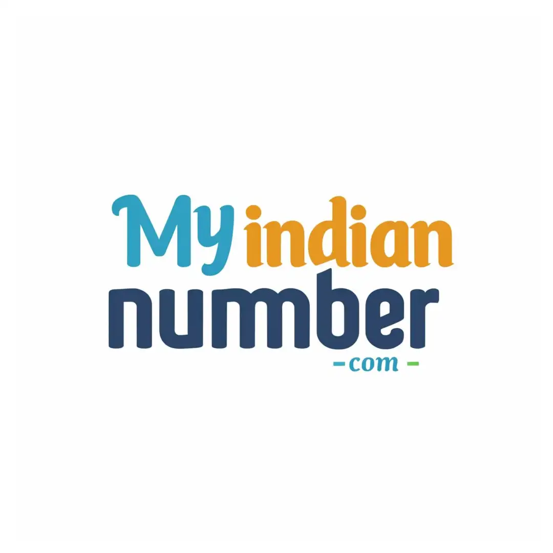 a logo design,with the text "MyIndianNumber.com", main symbol:logo with text "MyIndianNumber.com", all text with colour with "My" with saffron outline, "Indian" in blue outline, "Number.com" in green outline, small Indian flag can be sued.,Minimalistic,clear background