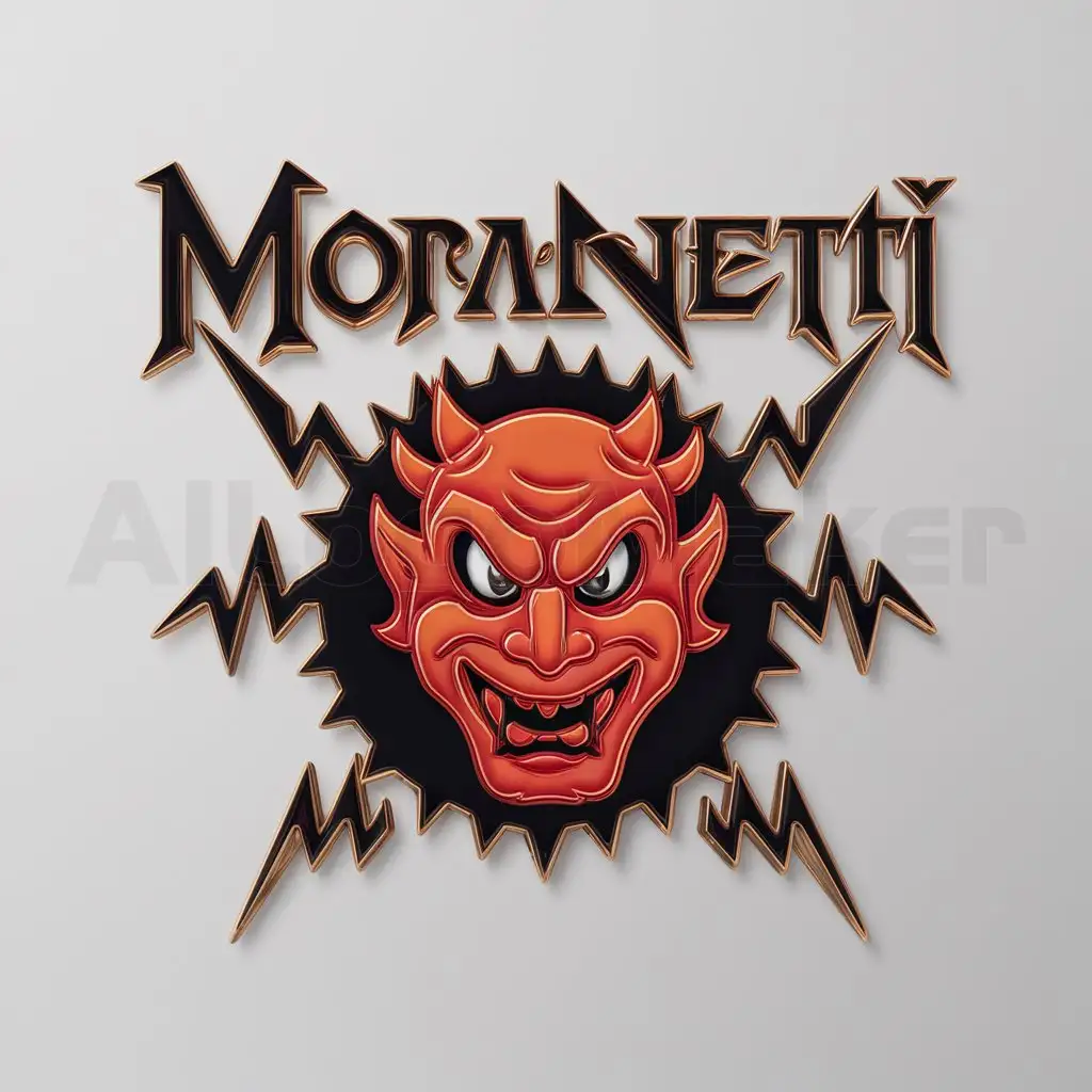a logo design,with the text 'Moranetti', main symbol:Devil from hell mean in style of Disney whom are surrounded by lightning on white background,complex,be used in Entertainment industry,clear background
