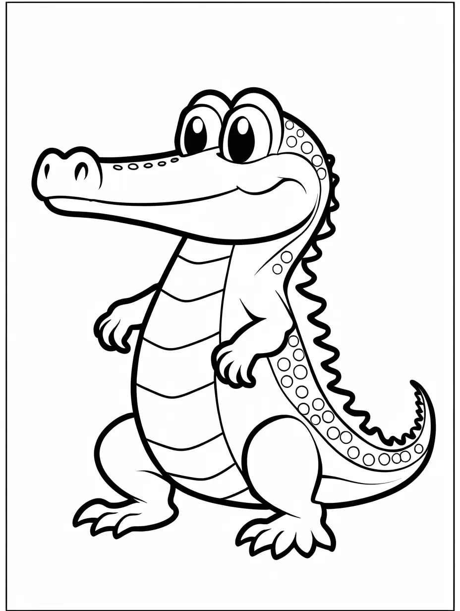 a chibi Crocodile, Coloring Page, black and white, line art, white background, Simplicity, Ample White Space. The background of the coloring page is plain white to make it easy for young children to color within the lines. The outlines of all the subjects are easy to distinguish, making it simple for kids to color without too much difficulty, Coloring Page, black and white, line art, white background, Simplicity, Ample White Space. The background of the coloring page is plain white to make it easy for young children to color within the lines. The outlines of all the subjects are easy to distinguish, making it simple for kids to color without too much difficulty, Coloring Page, black and white, line art, white background, Simplicity, Ample White Space. The background of the coloring page is plain white to make it easy for young children to color within the lines. The outlines of all the subjects are easy to distinguish, making it simple for kids to color without too much difficulty