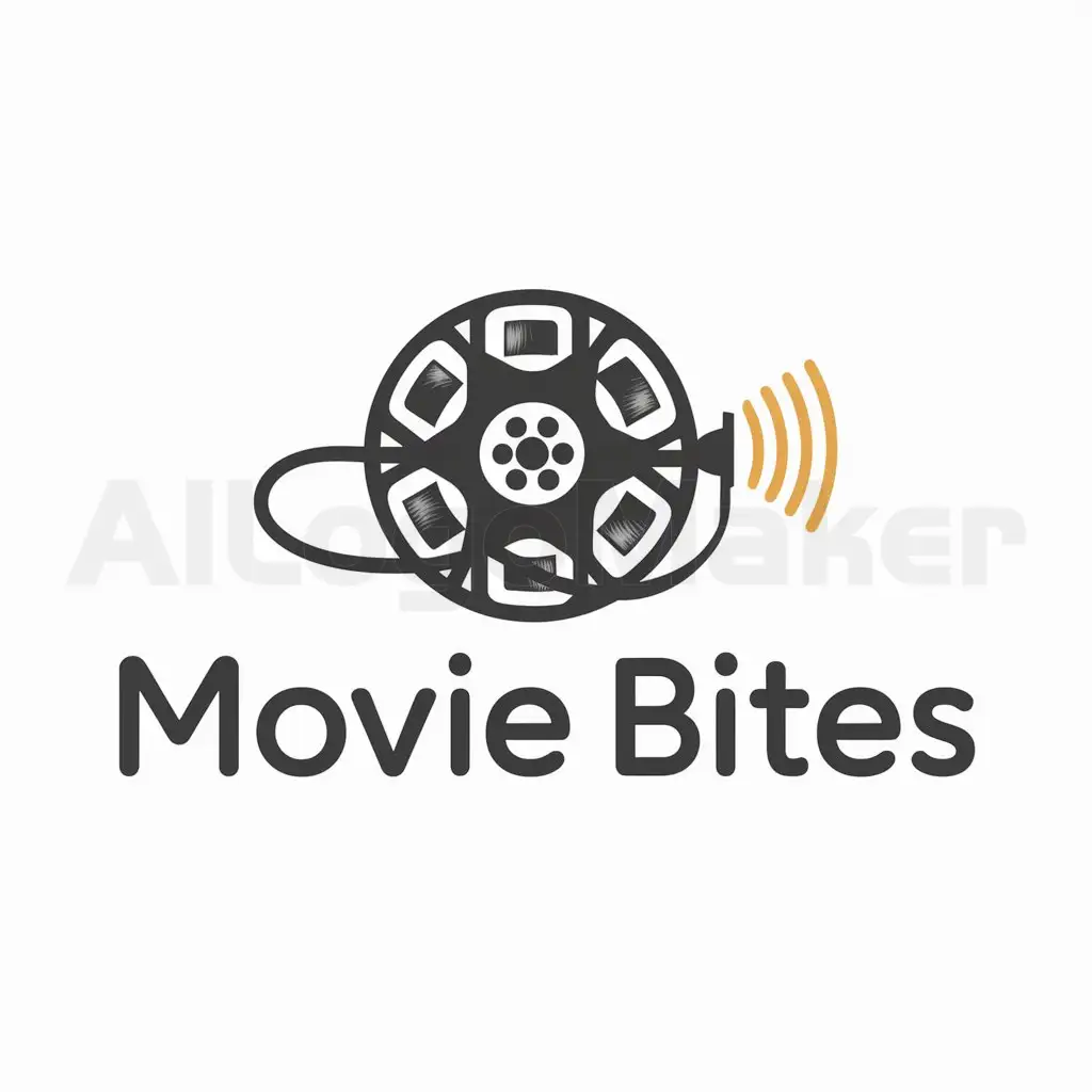 a logo design,with the text "Movie bites", main symbol:movie reel, clips, audio,Moderate,be used in Entertainment industry,clear background