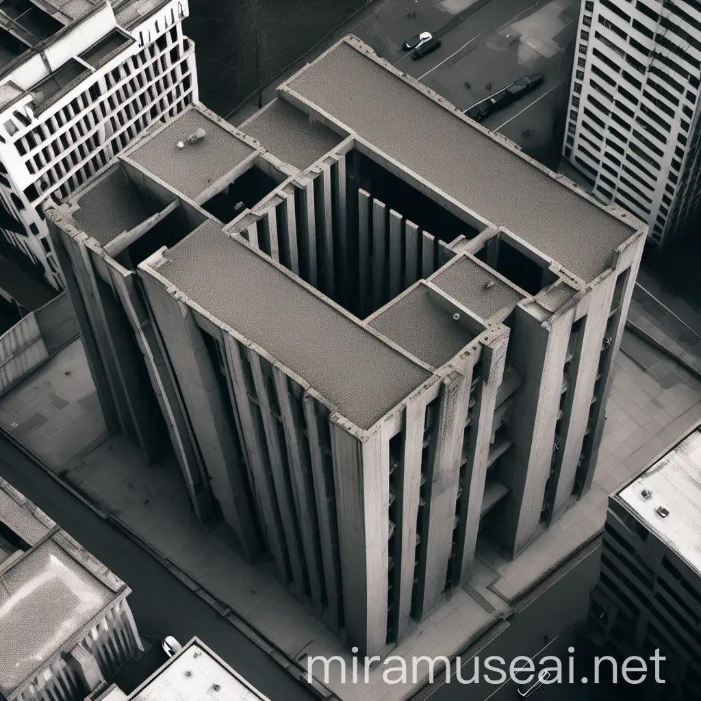 Brutalist Building from Above