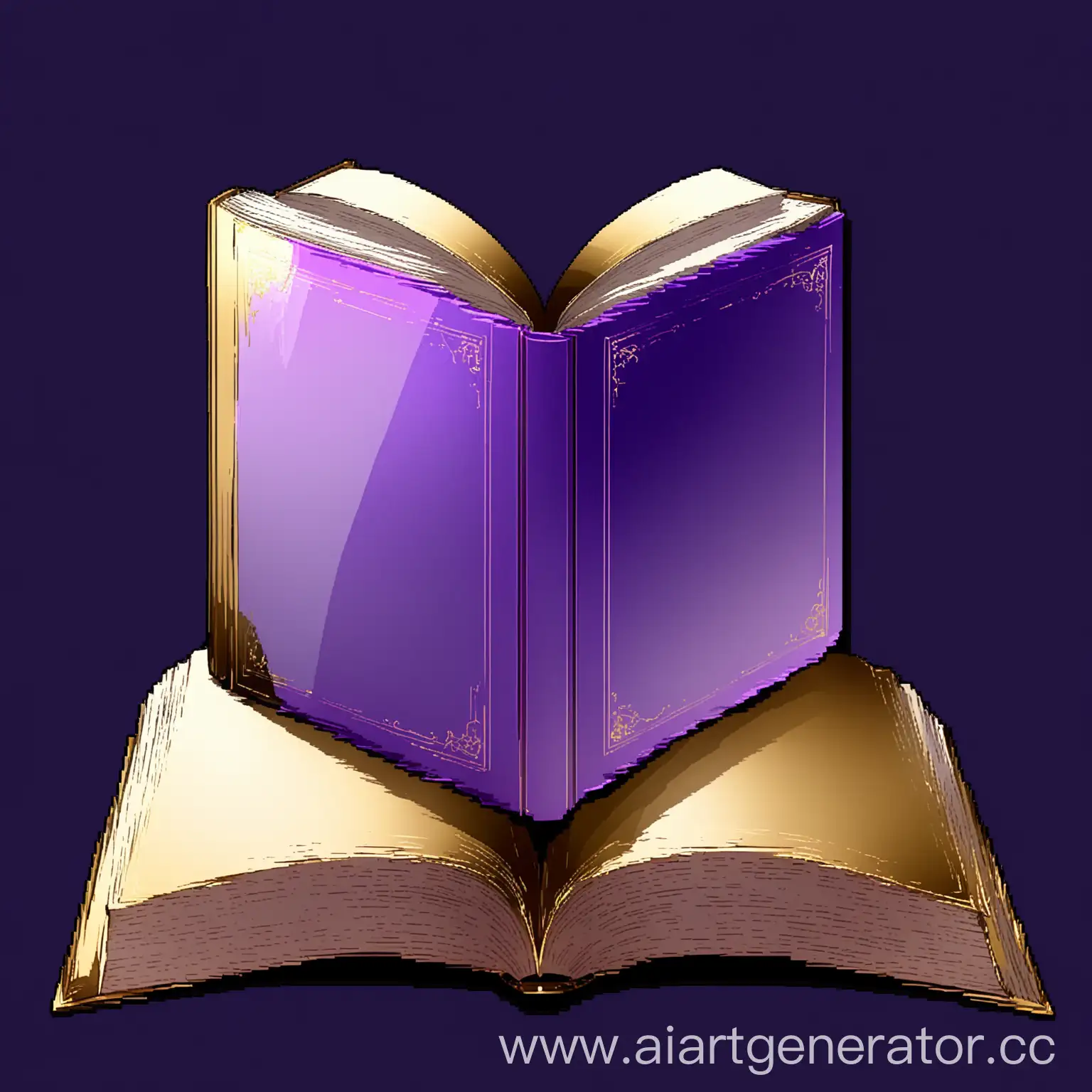 Open-Purple-Book-with-Turning-Pages-and-Gold-Gradient-Cover