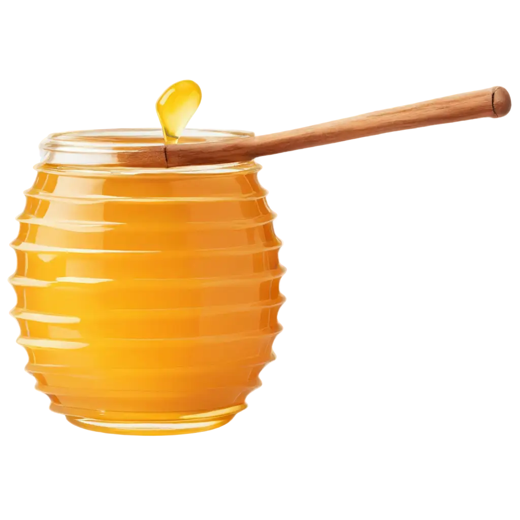 cartoon-like beehive shaped honey jar without a shadow on a transparent background