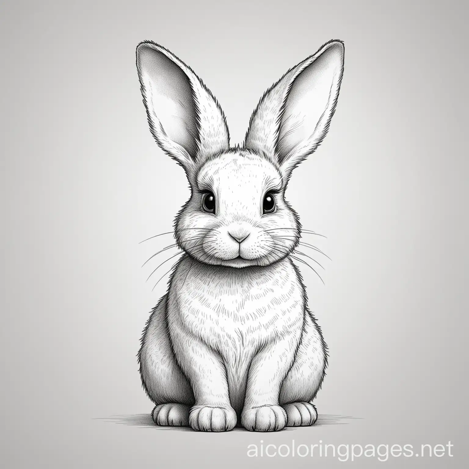 bunny, Coloring Page, black and white, line art, white background, Simplicity, Ample White Space