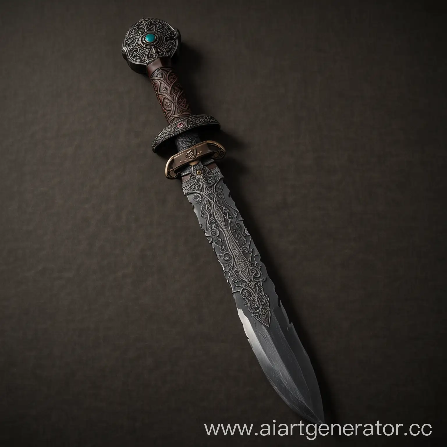 Mystical-Sword-with-Dark-Leather-Hilt-and-Enigmatic-Runic-Symbols