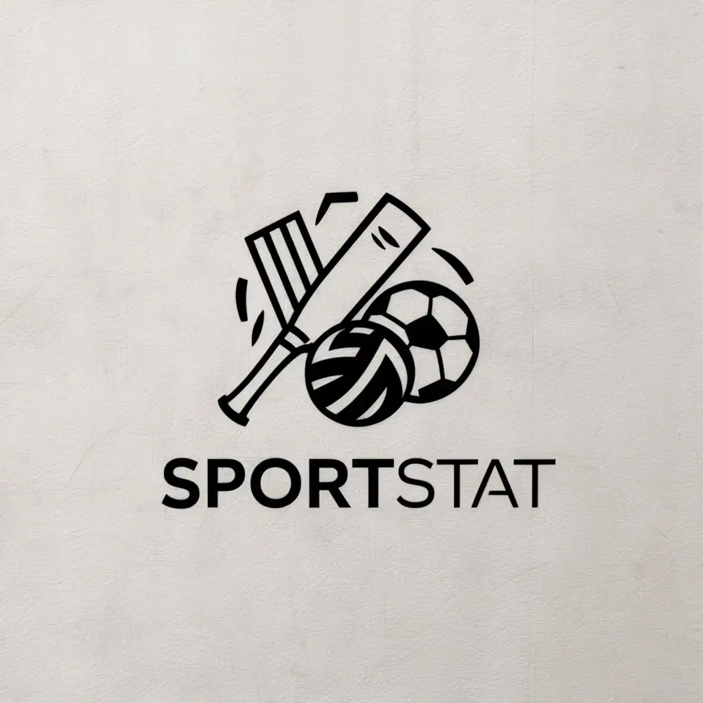 a logo design,with the text "SportStat", main symbol:🏏⚽️🏐,Moderate,clear background