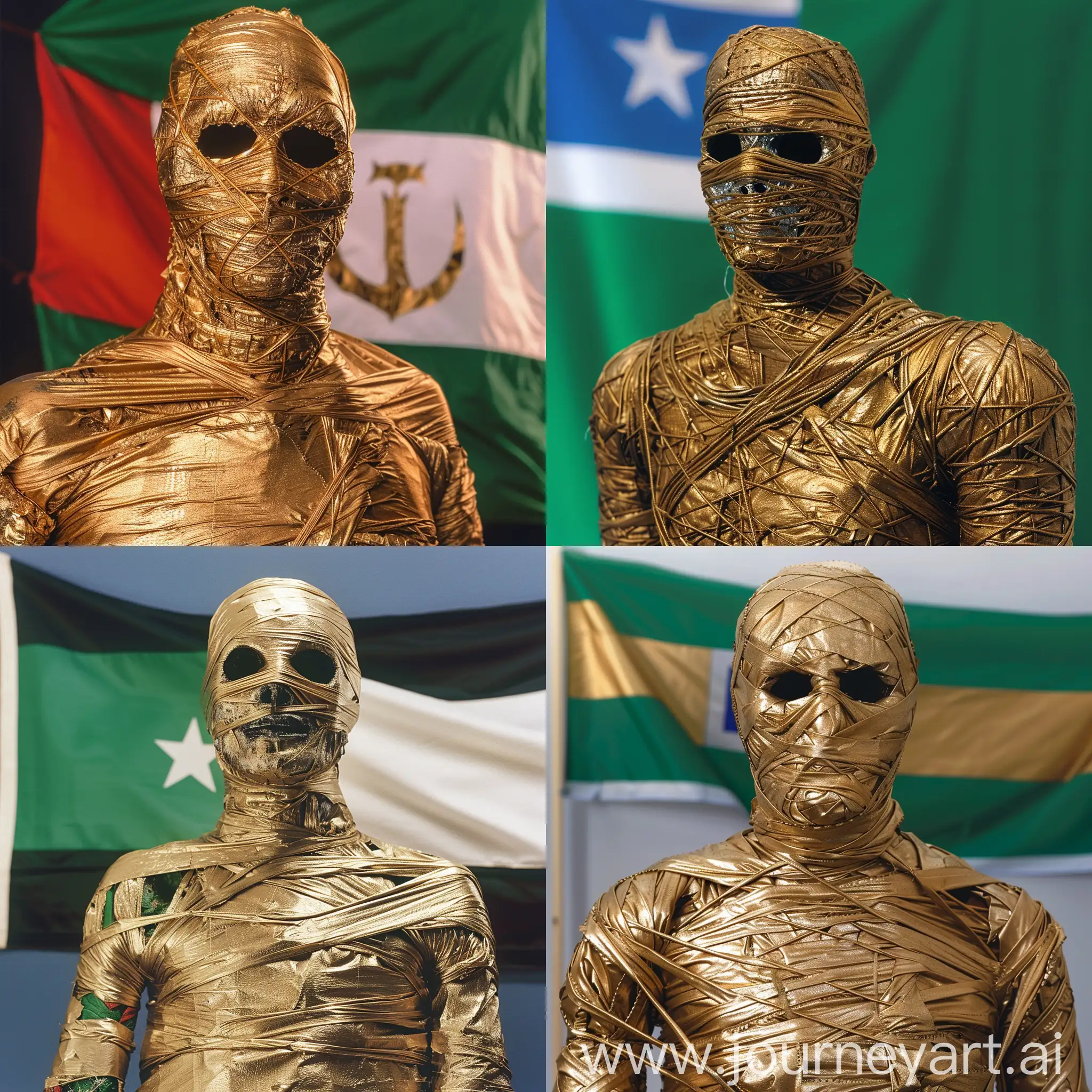 Golden-Bandage-Mummy-with-Algeria-Flag-Ancient-Egyptian-Tribute
