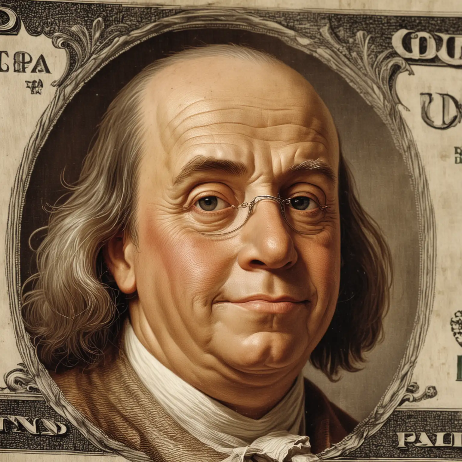 Benjamin Franklin Portrait Revolutionary Statesman in Colonial Attire